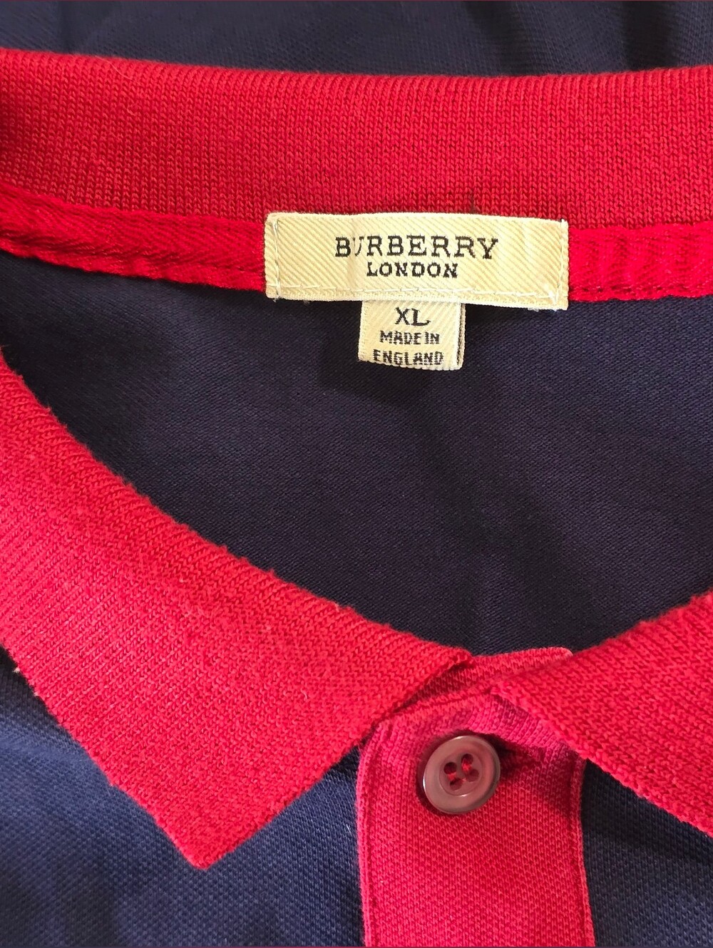 Burberry Navy Polo with Red Trim Short Sleeve Shirt - Picture 8 of 9